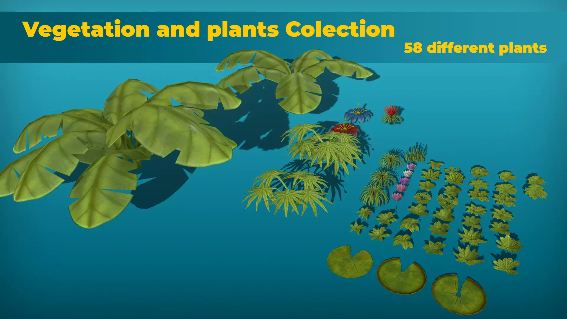Vegetation and plants Colection pack Low-poly 3D model_0