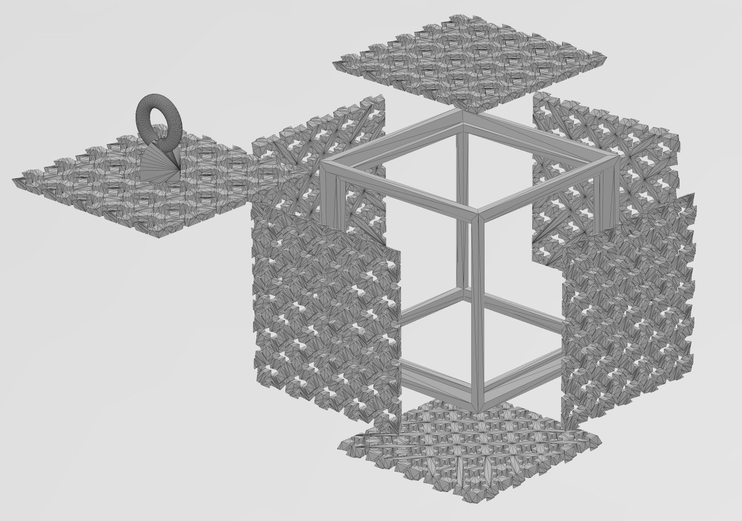 Moucharabieh cube pendant charm 3D print model_11