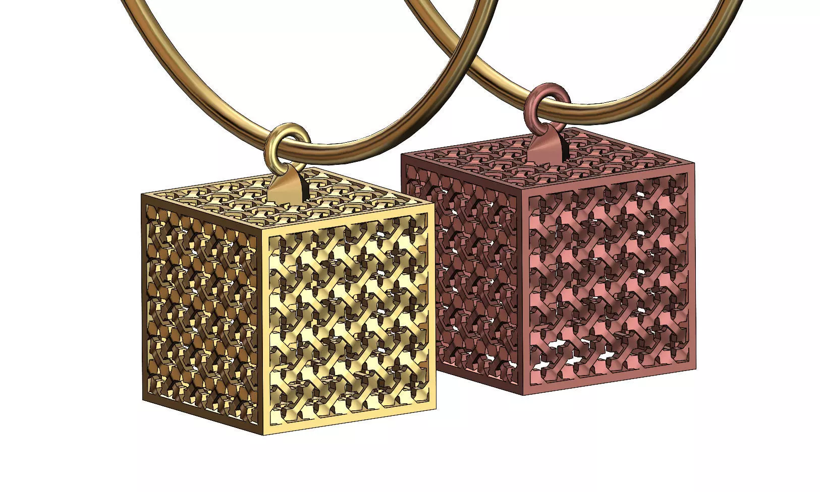Moucharabieh cube pendant charm 3D print model_0