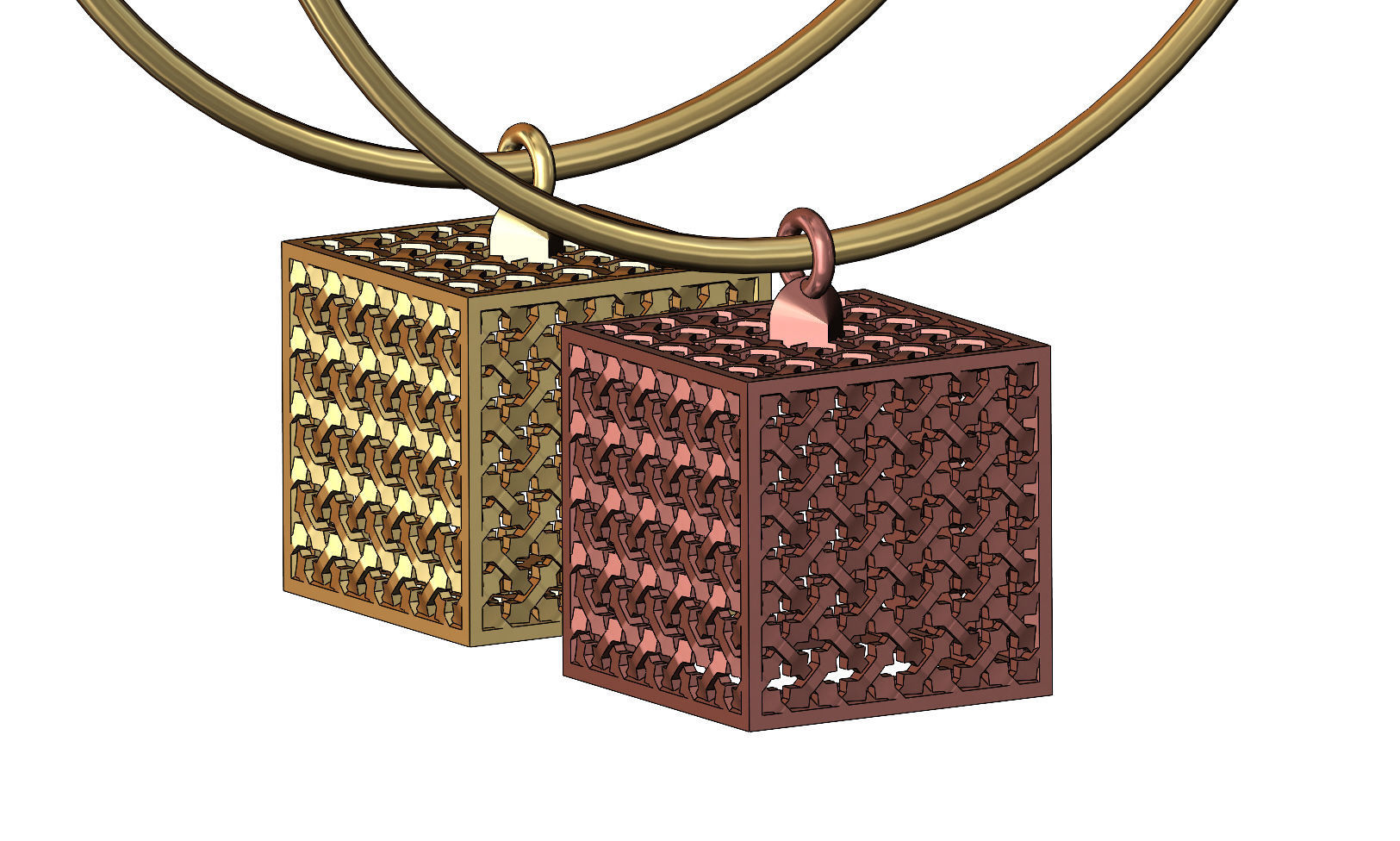 Moucharabieh cube pendant charm 3D print model_2