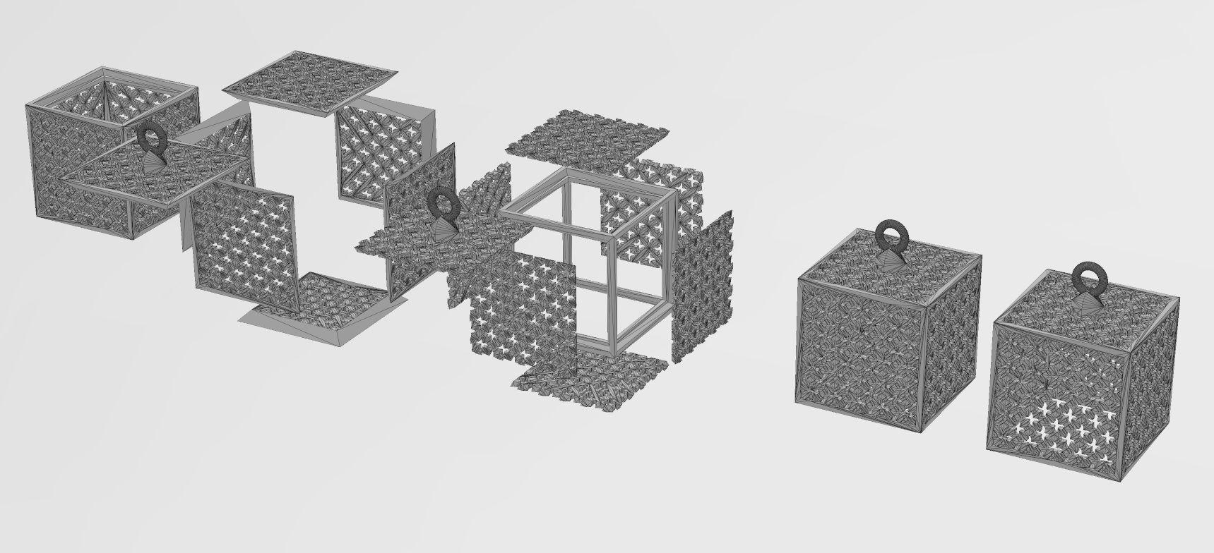 Moucharabieh cube pendant charm 3D print model_9