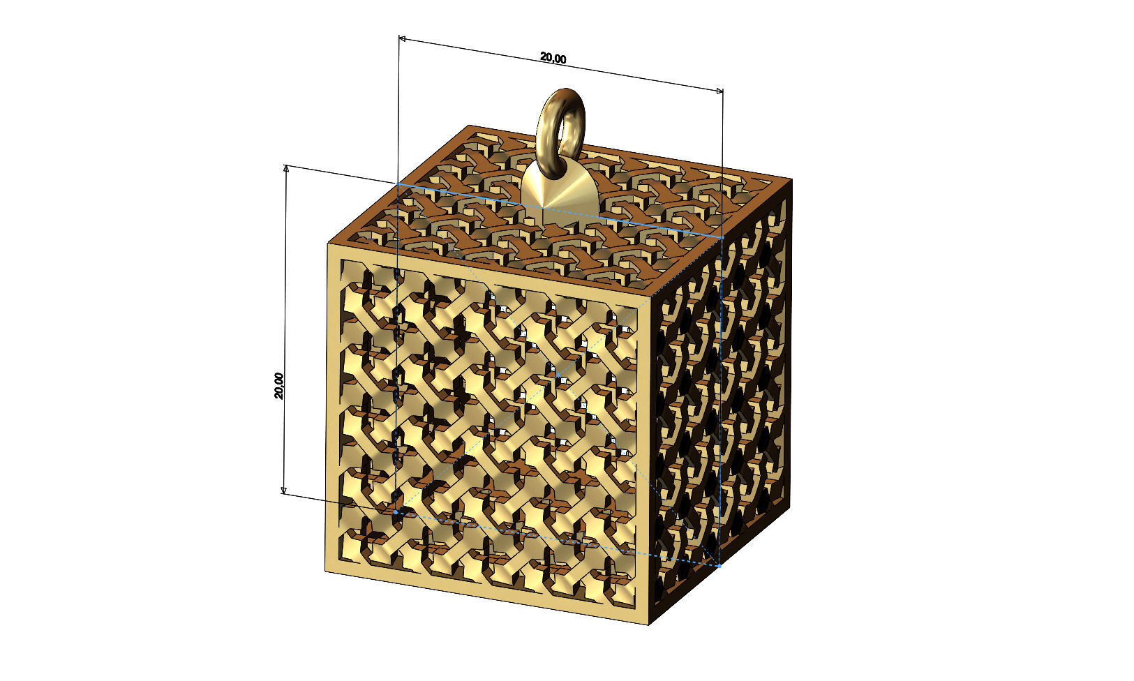 Moucharabieh cube pendant charm 3D print model_3