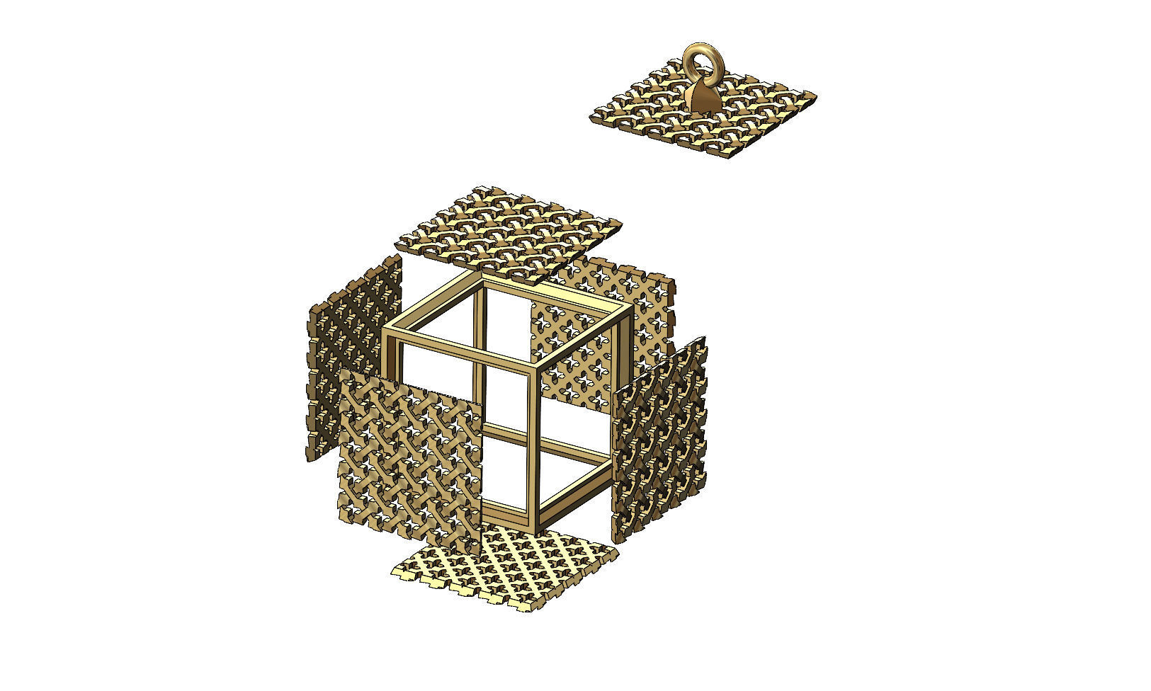 Moucharabieh cube pendant charm 3D print model_6