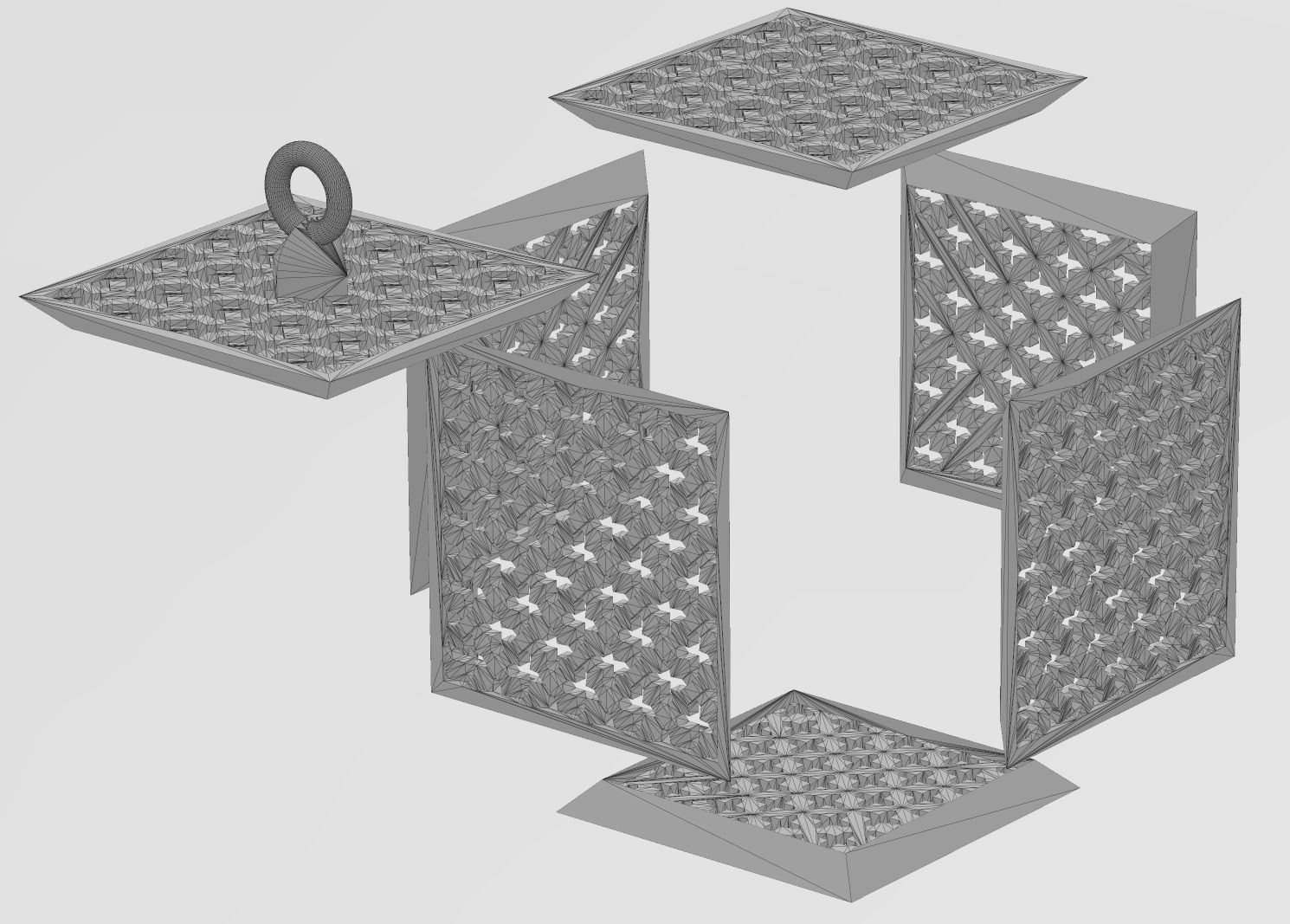 Moucharabieh cube pendant charm 3D print model_12