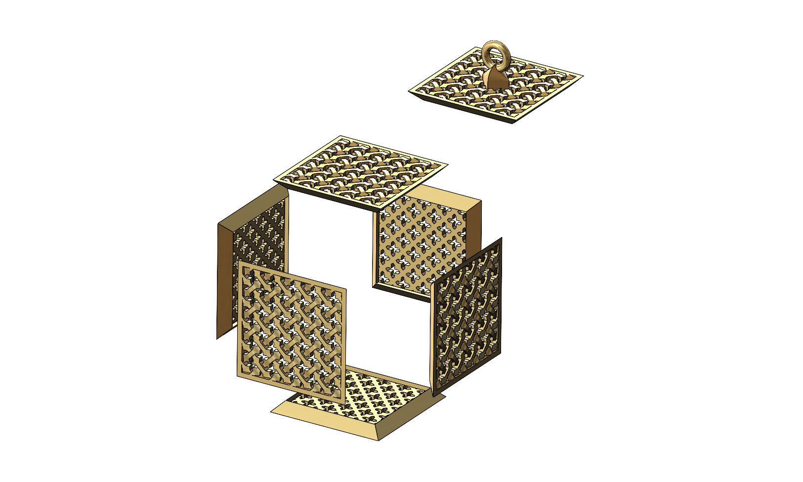 Moucharabieh cube pendant charm 3D print model_7