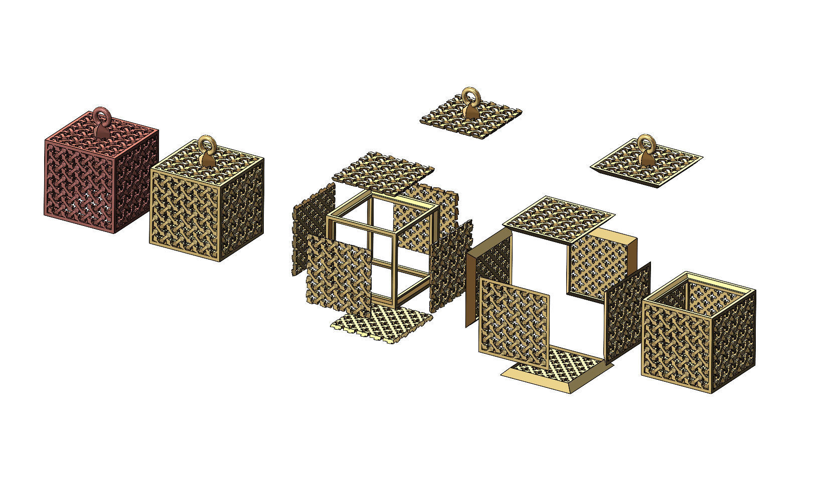 Moucharabieh cube pendant charm 3D print model_1