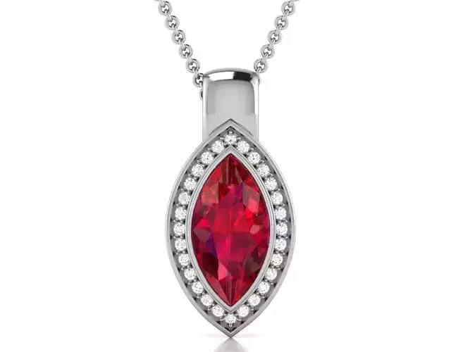 pendant-2082 marquise cut ruby and diamond pendant