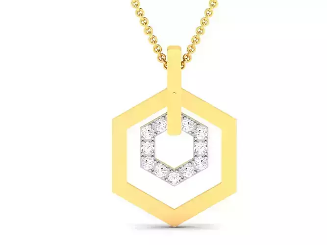 pendant-9564 hexagonal diamond pendant gold