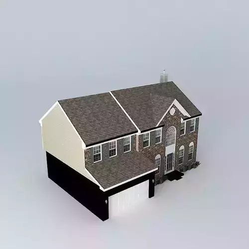 House two story with garage Free 3D model