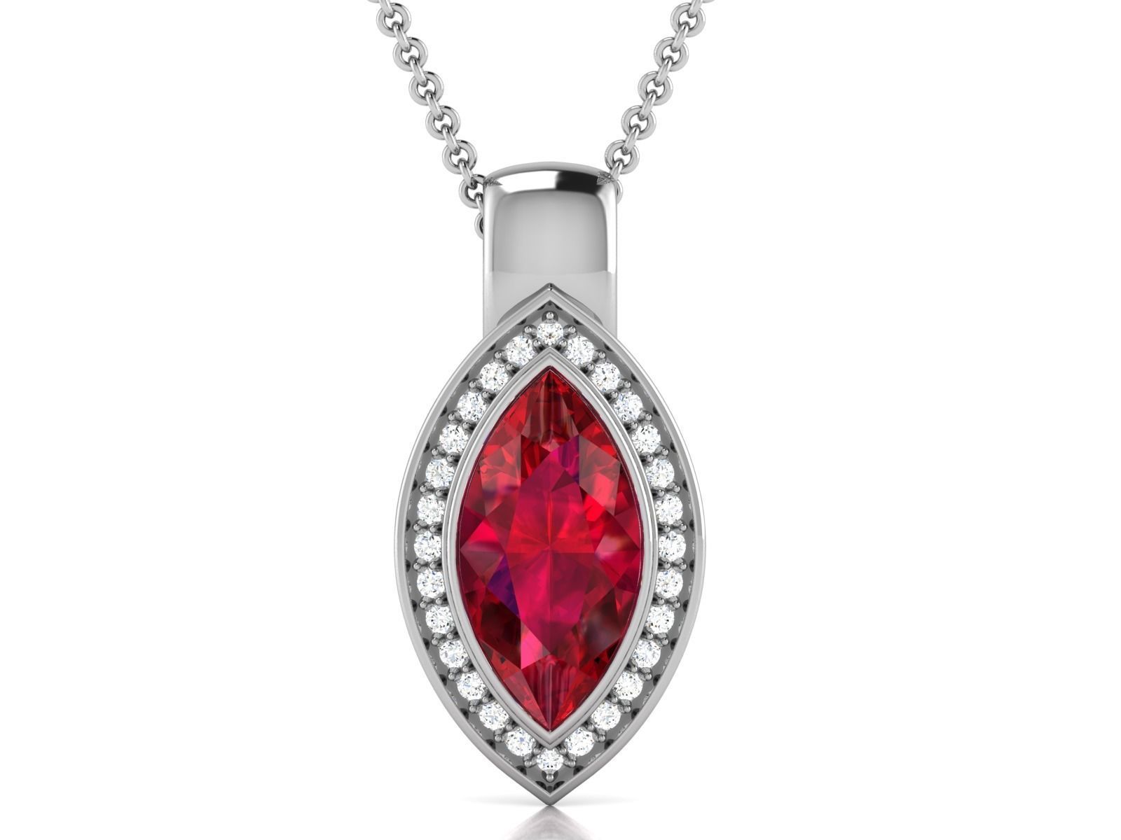 pendant-2082 marquise cut ruby and diamond pendant 3D print model_1