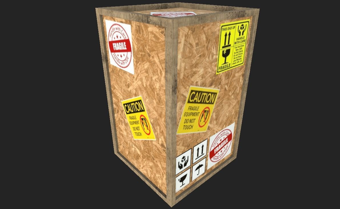 crate wooden box Low-poly 3D model_2