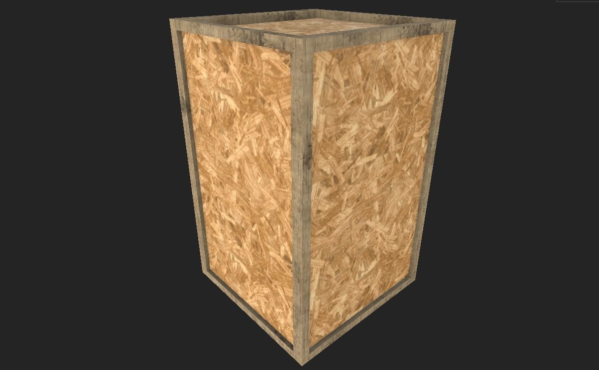 crate wooden box Low-poly 3D model_3