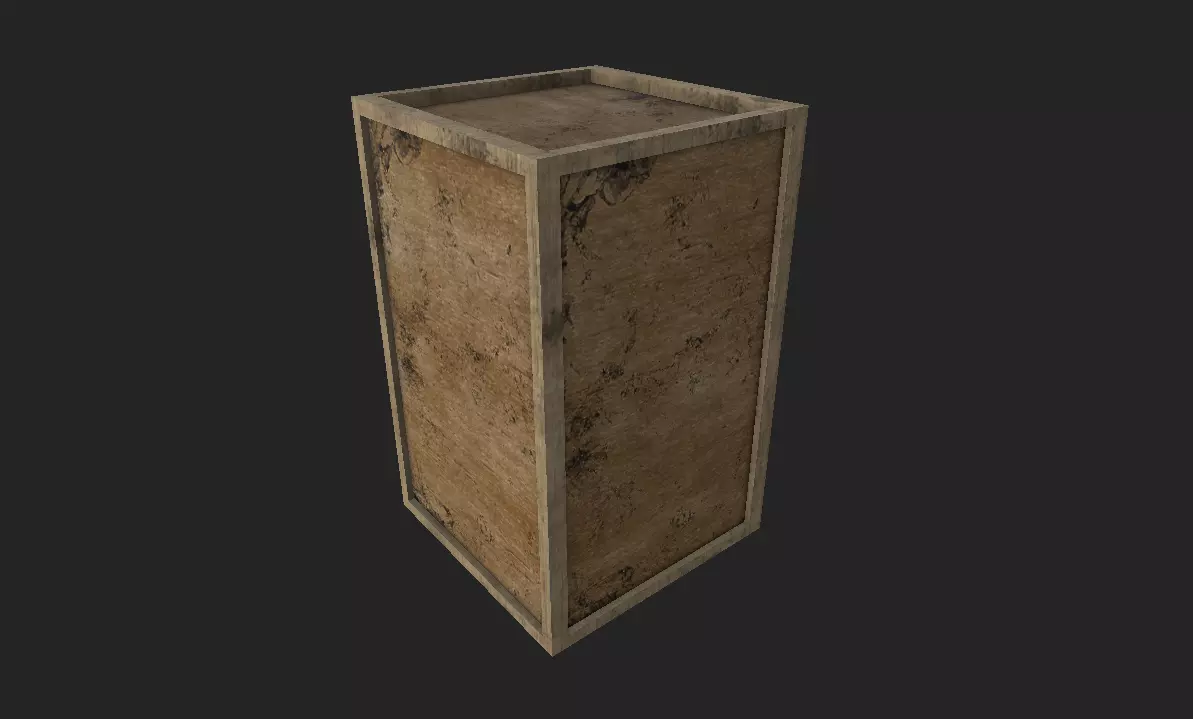 crate wooden box Low-poly 3D model_0