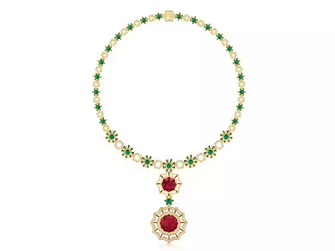 necklace-9441 gold necklace with stones 3D print model