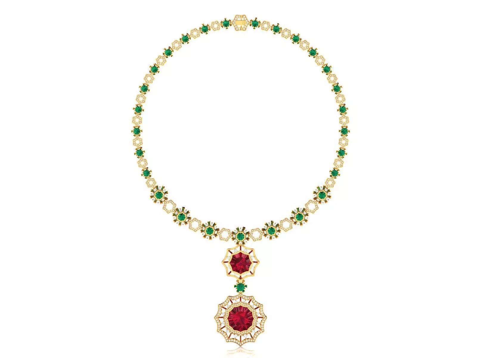 necklace-9441 gold necklace with stones 3D print model_0