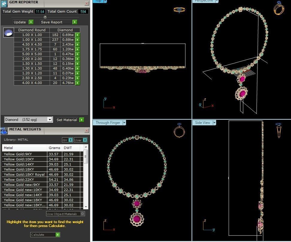 necklace-9441 gold necklace with stones 3D print model_1