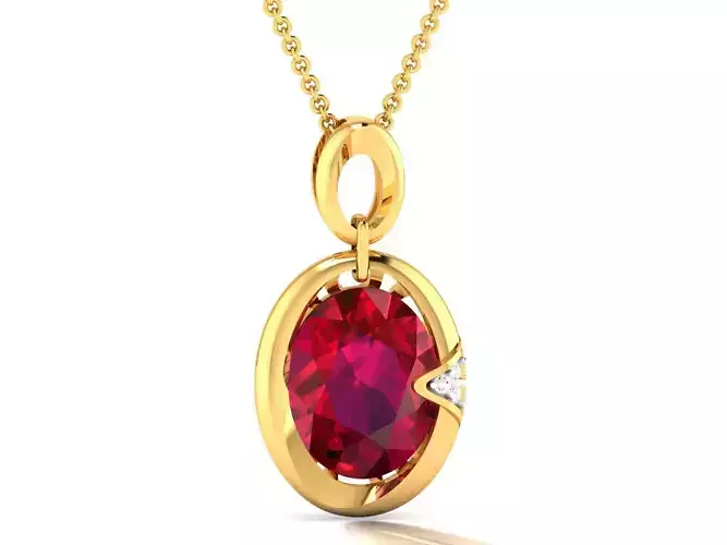 pendant-9253 gold pendant with ruby stone
