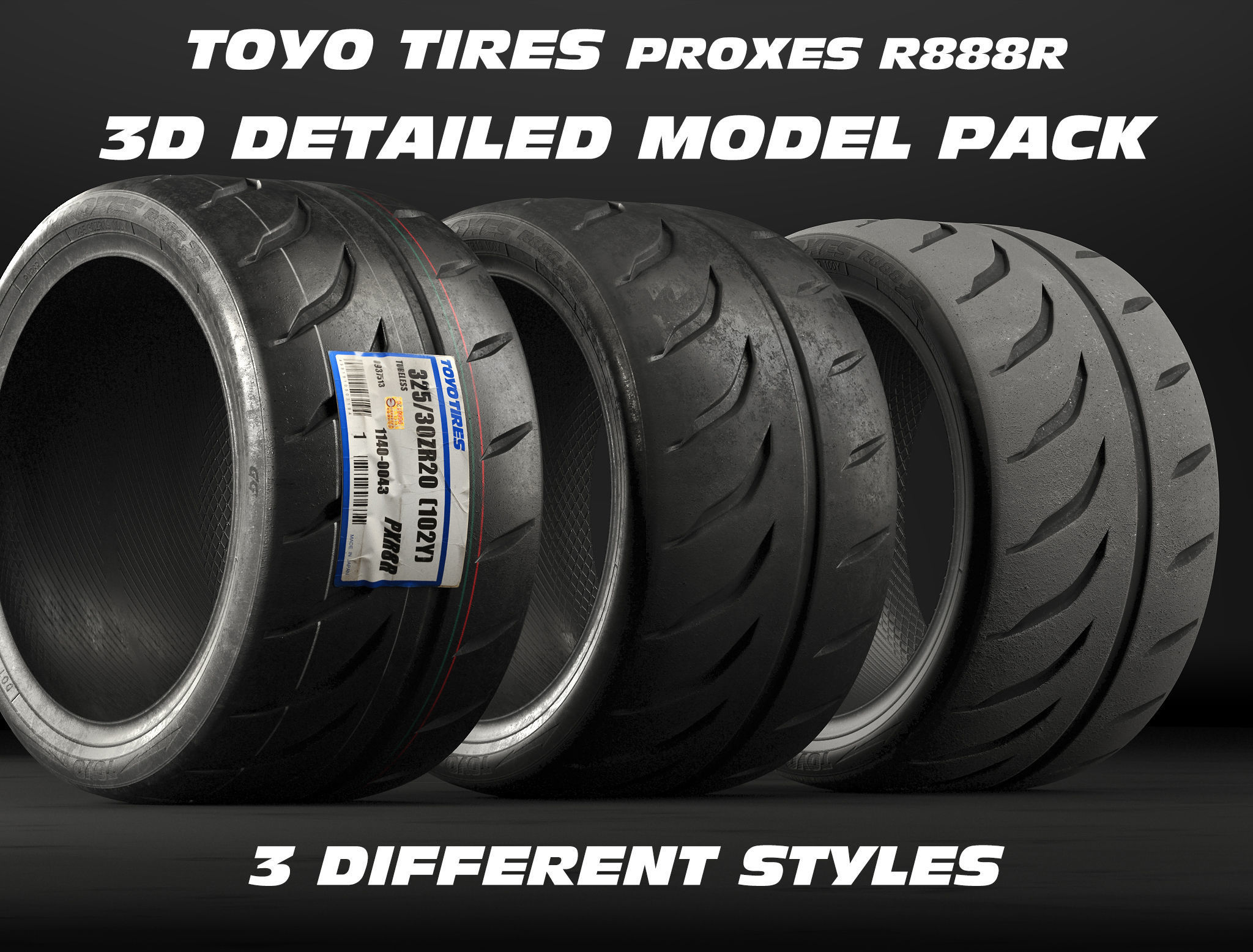 TOYO PROXES R888R  Low-poly 3D model_2
