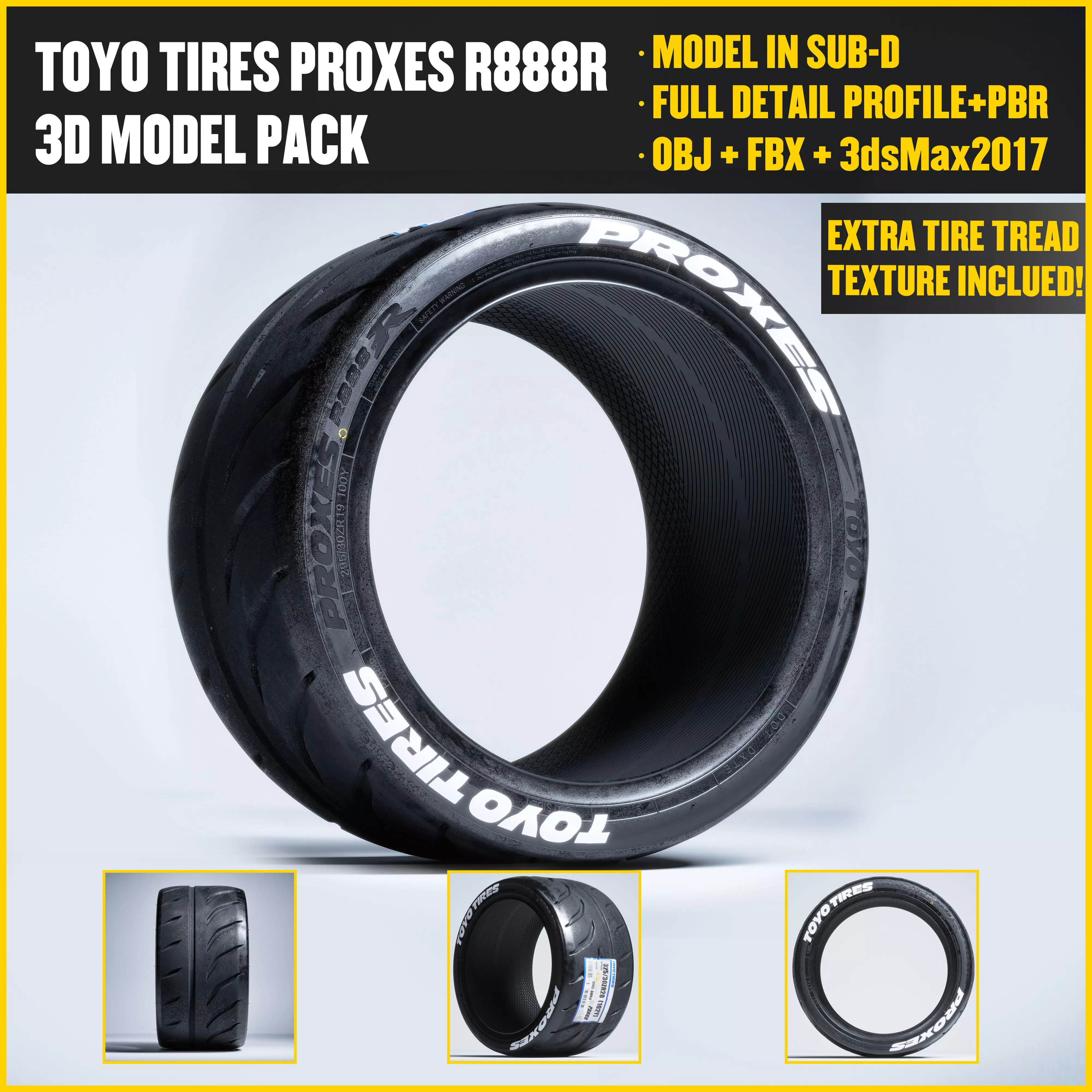 TOYO PROXES R888R  Low-poly 3D model_0