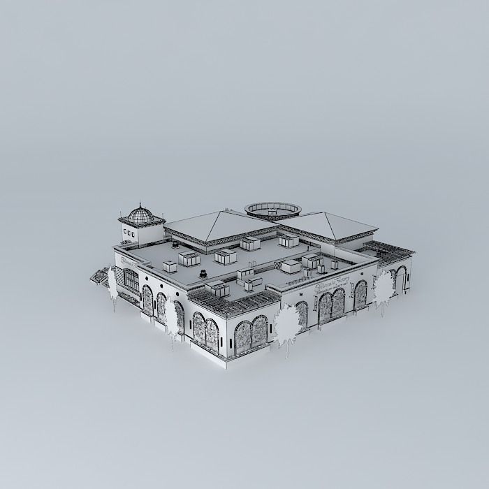 Restaurant building Free 3D model_4