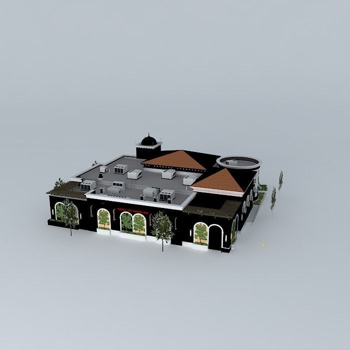 Restaurant building Free 3D model_1