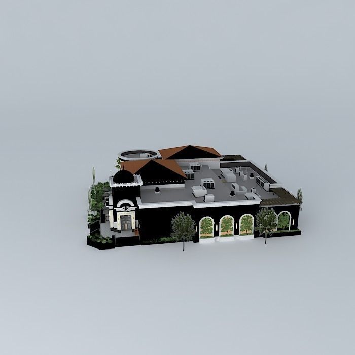 Restaurant building Free 3D model_2