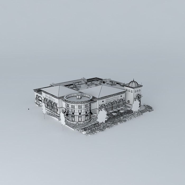 Restaurant building Free 3D model_3