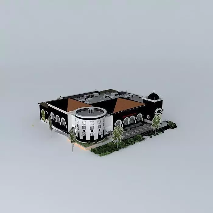 Restaurant building Free 3D model_0