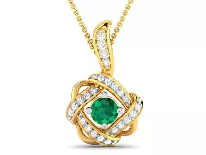 pendant-9119 emerald and diamond pendant gold