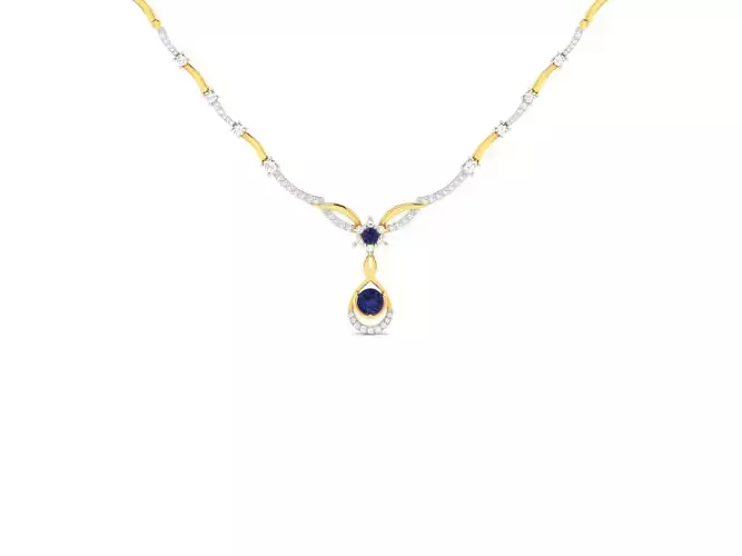 necklace-9116 gold necklace with sapphire 3D print model