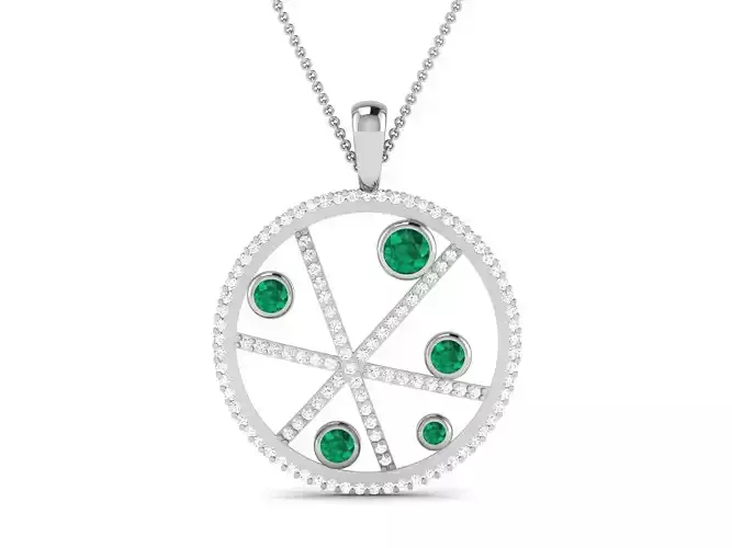 pendant-9115 emerald and diamond pendant