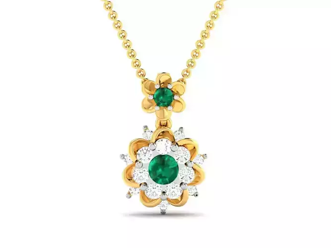 pendant-9106 emerald and diamond pendant