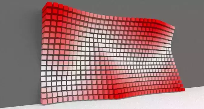Parametric Red and White Colored Wall Decoration 3D model