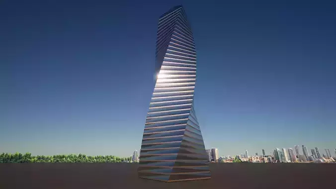 tower futuristic in middle of city