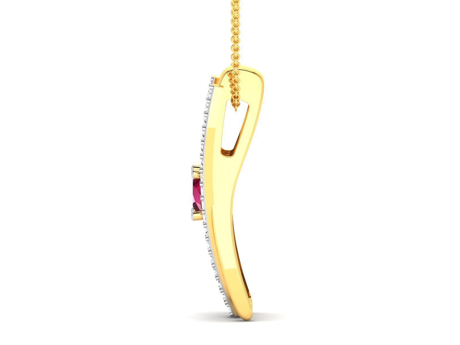 pendant-9022-P gold pendant with ruby stone and diamonds 3D print model_5