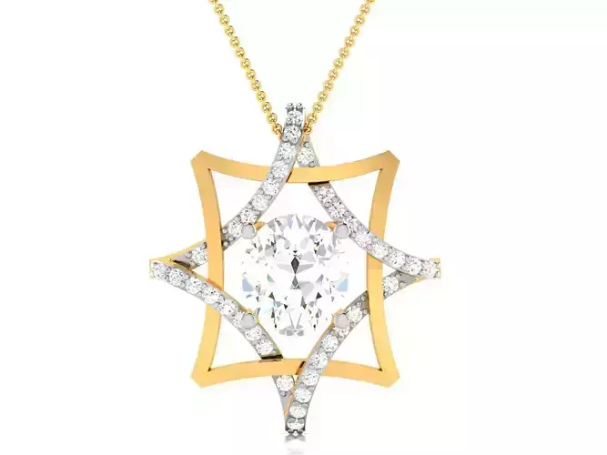 pendant-8995 oval cut diamond pendant gold