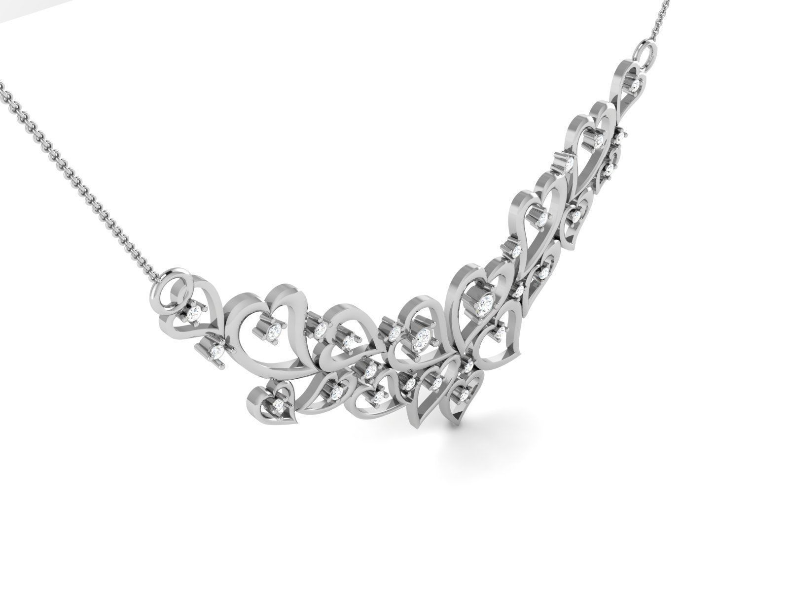 pendant-8976 silver necklace hanging on chain 3D print model_1