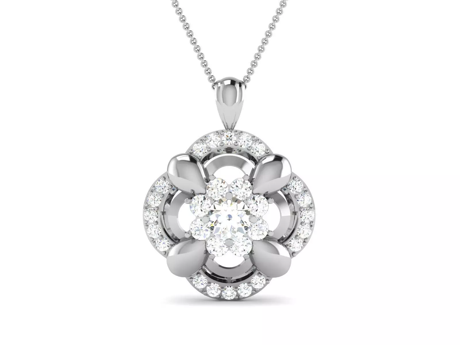 pendant-8969 oval diamond pendant gold 3D print model_0