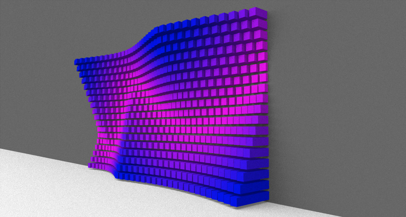 Parametric Magenta and Navy Blue Colored Wall Decoration 3D model_2