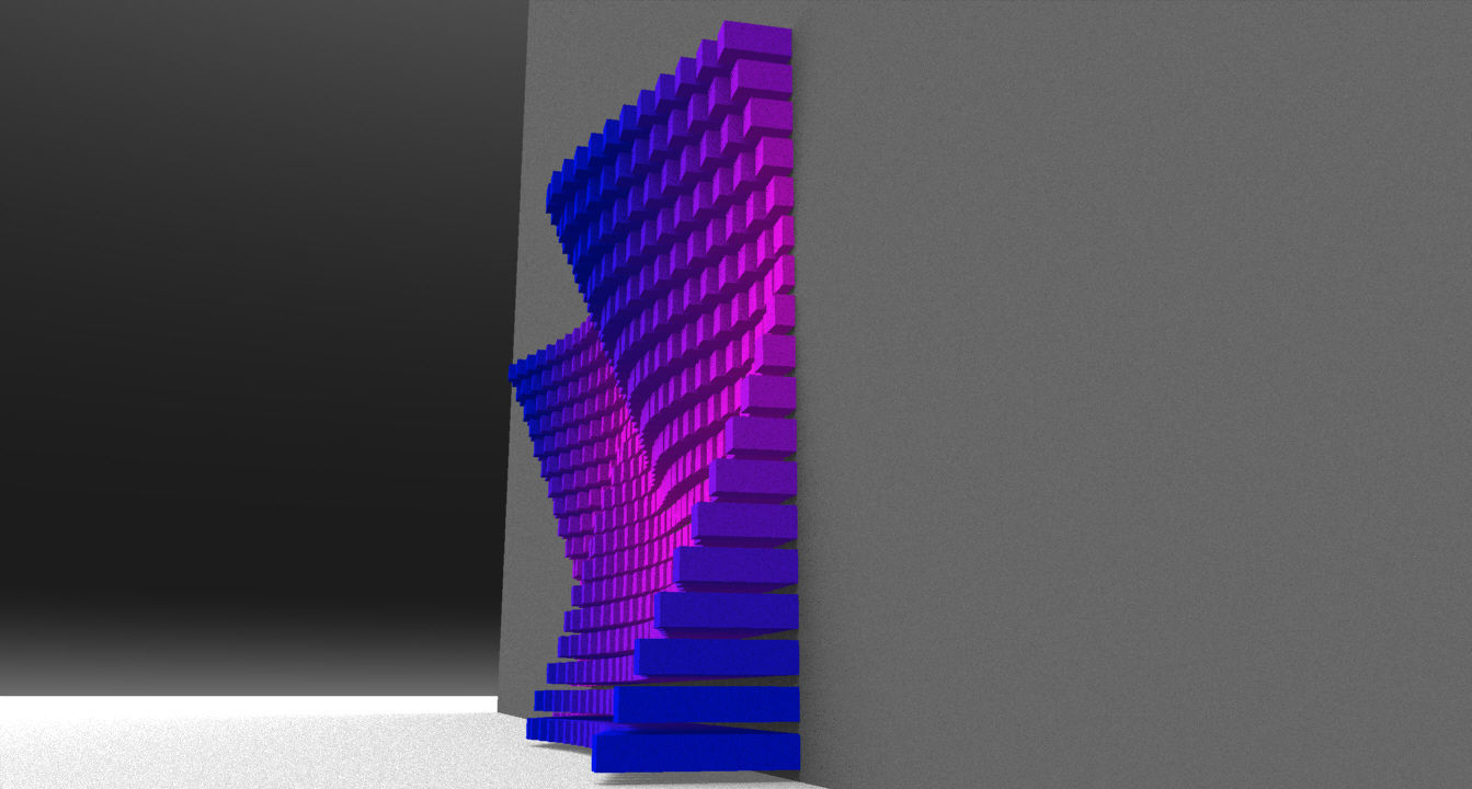 Parametric Magenta and Navy Blue Colored Wall Decoration 3D model_6