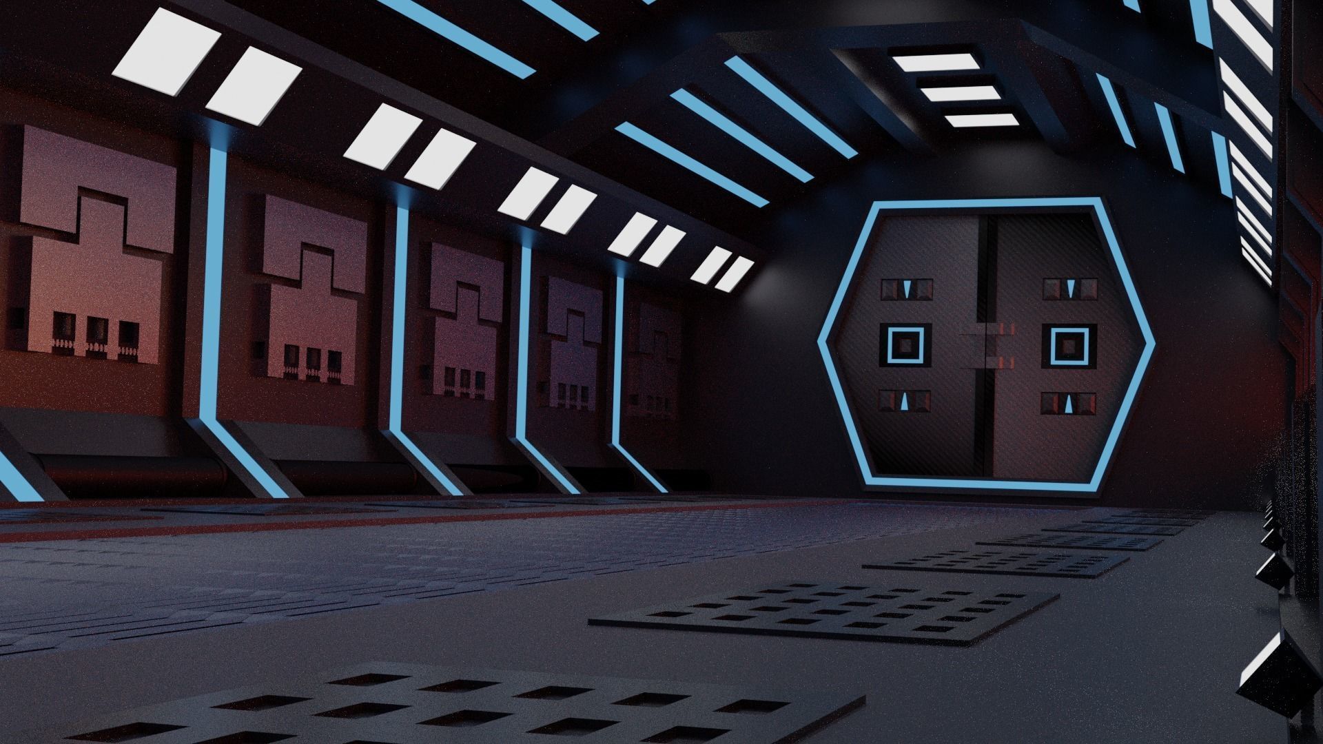 Space corridor 3d  3D model_1