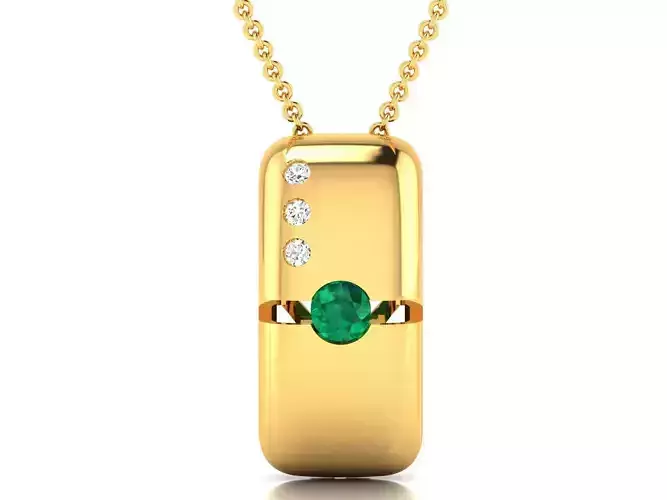 pendant-8838 emerald and diamond pendant gold