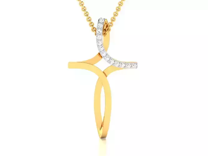 pendant-8819 gold cross pendant with diamonds 3D print model