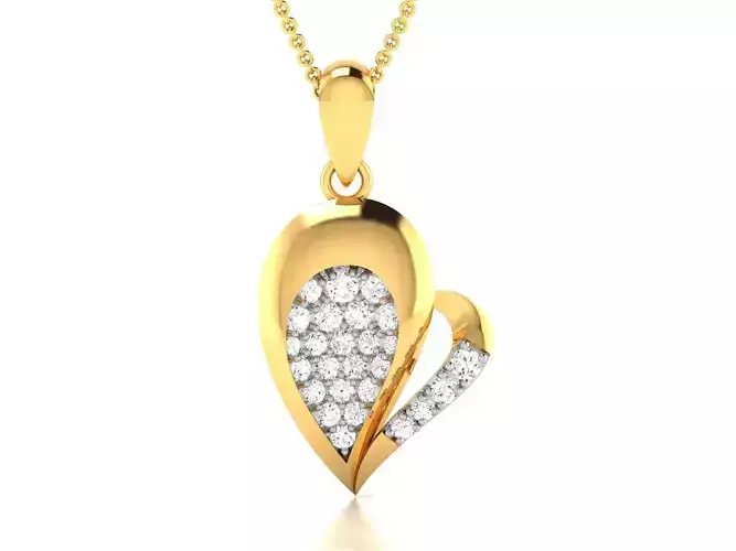 pendant-8815 gold heart pendant with diamonds