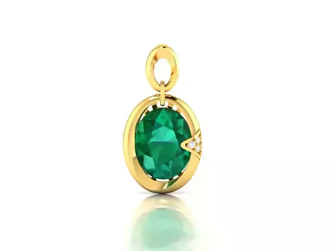 pendant-8782 oval emerald stone pendant gold