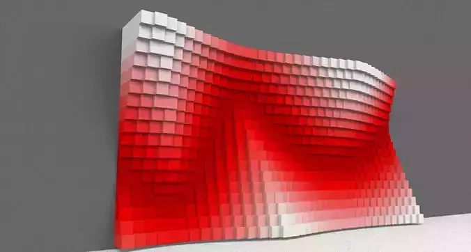 Parametric White and Red Colored Wall Decoration 3D model