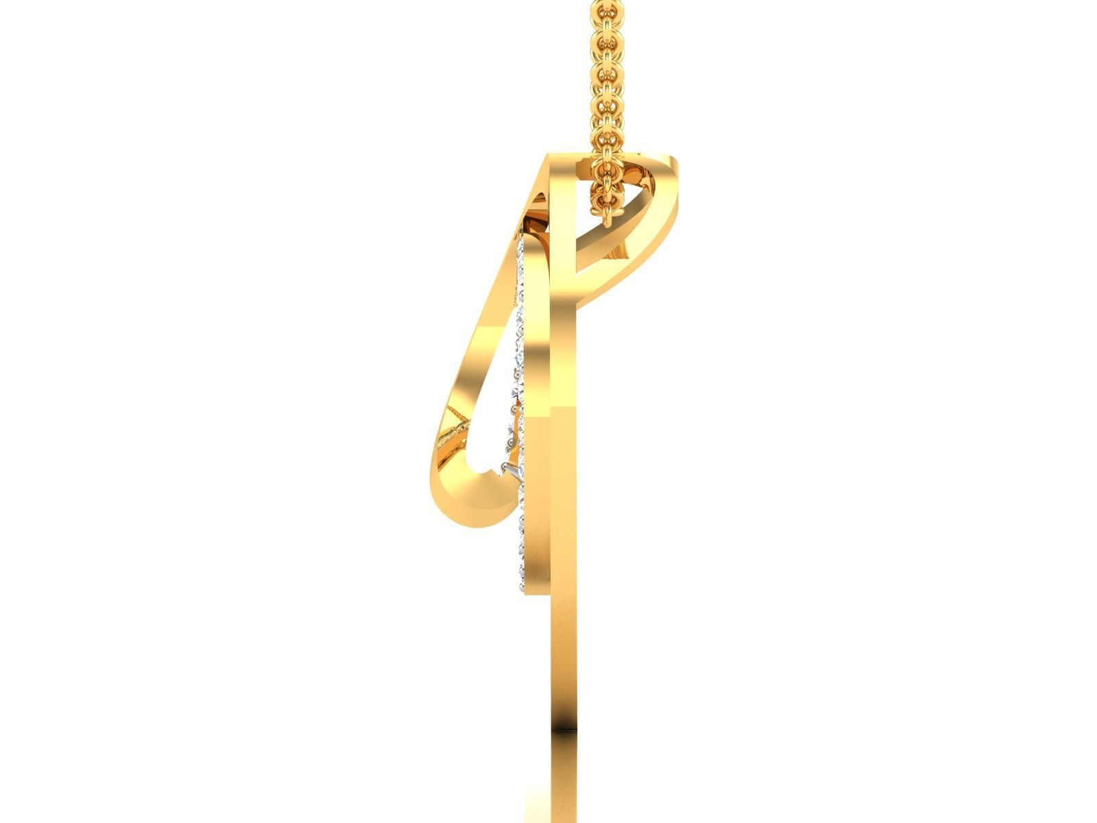 pendant-8771 diamond pendant gold 3D print model_5