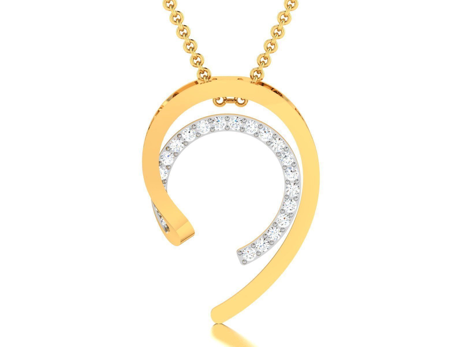 pendant-8771 diamond pendant gold 3D print model_2