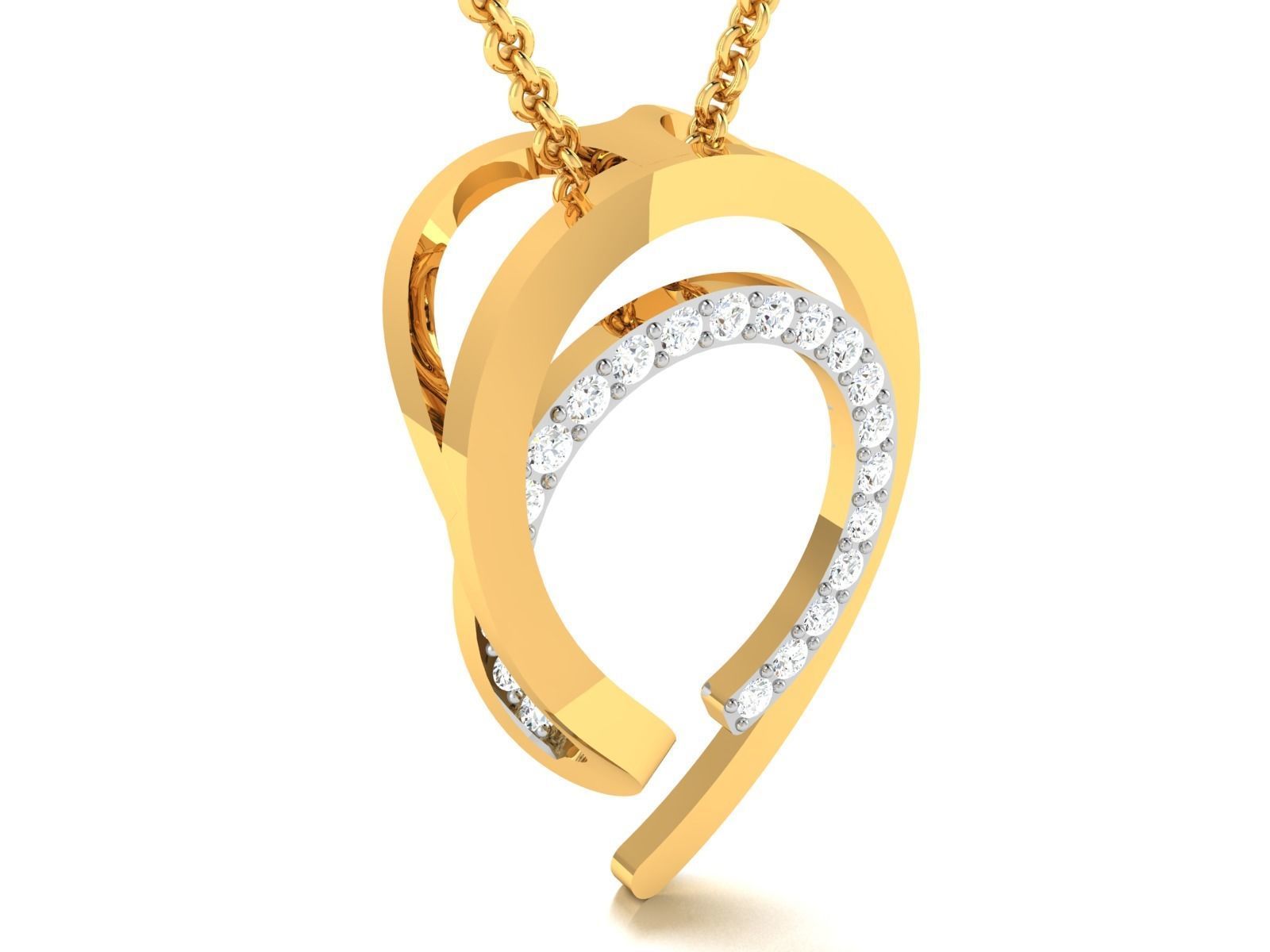 pendant-8771 diamond pendant gold 3D print model_1