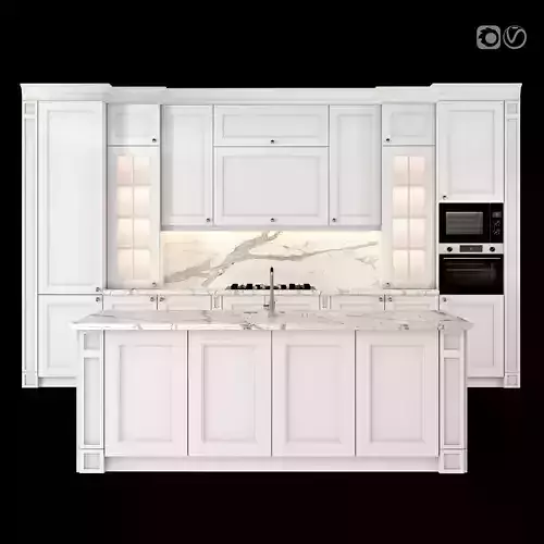 Classic kitchen with island 05